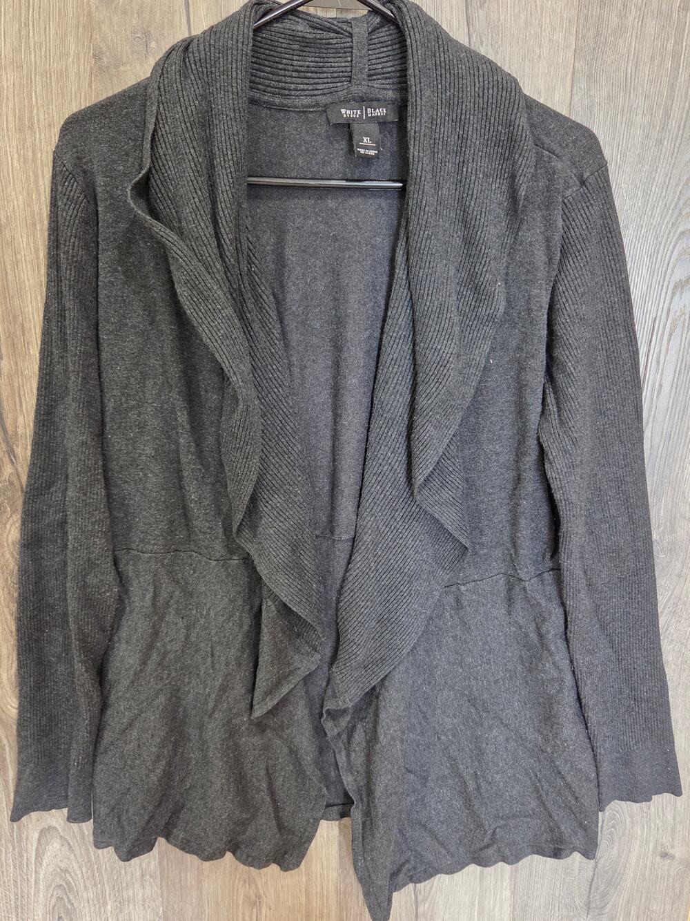 White House Black Market Gray Open-Front Draped Cardigan Sweater Size XL